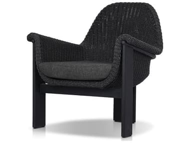 Four Hands Outdoor Garwood Santoro Teak Wicker Lounge Chair in Ellor Black FHO241535002