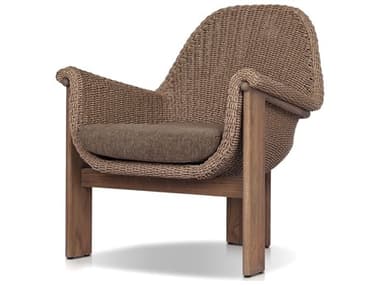 Four Hands Outdoor Garwood Santoro Teak Wicker Lounge Chair in Ellor Brown FHO241535003