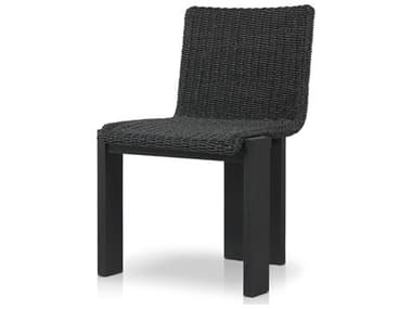 Four Hands Outdoor Duvall Roxy Teak Faux Black Hyacinth Dining Side Chair FHO242406003