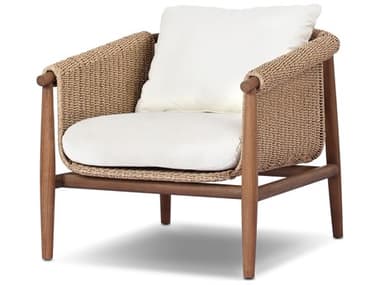 Four Hands Outdoor Grass Roots Cambrie Teak Cushion Lounge Chair in Arashi Salt FHO242522003