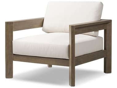 Four Hands Outdoor Halsted Milford Natural Wood Cushion Lounge Chair in Lakin Oat FHO242840001