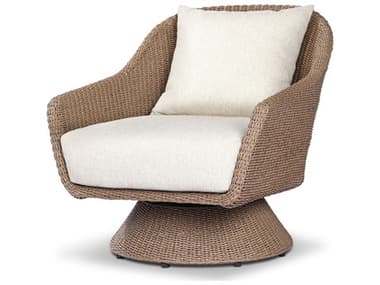 Four Hands Outdoor Providence Koe Faux Dark Hyacinth Wicker Cushion Swivel Lounge Chair in Elior Beige FHO242852002