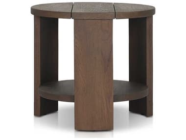 Four Hands Outdoor Providence Roca Round End Table - Stained Heritage Brown-FSC FHO245170001