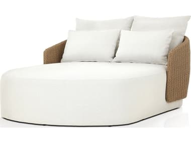 Four Hands Outdoor Solano Maven Faux Hyacinth Wicker Double Chaise in Alessi Linen FHO245776001