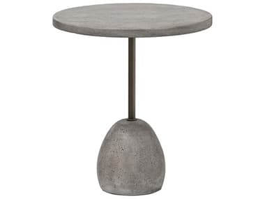 Four Hands Outdoor Chandler Aged Smoke Concrete Emens 18" Round End Table FHO247799001