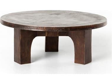 Four Hands Outdoor Marlow Antique Rust Aluminum Round Coffee Table FHOIMAR131A