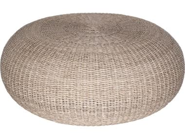 Four Hands Outdoor Grass Roots Vintage White Wicker Round Coffee Table FHOJLAN212
