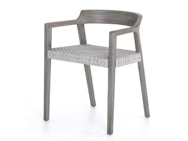 Four Hands Outdoor Grass Roots Weathered Grey Teak / Brushed Resin Dining Chair FHOJLAN249A
