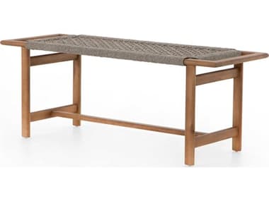 Four Hands Outdoor Grass Roots Natural Teak / Earth Taupe Polypropylene Bench FHOJLAN250