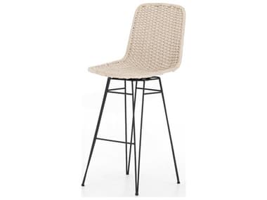 Four Hands Outdoor Grass Roots Charcoal Iron / Natural Rope Bar Stool FHOJLAN254