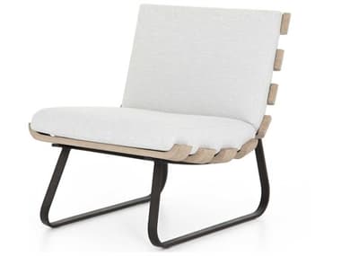Four Hands Outdoor Solano Bronze / Stone Grey Washed Brown Aluminum Teak Cushion Lounge Chair FHOJSOL042