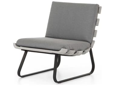 Four Hands Outdoor Solano Bronze / Charcoal Weathered Grey Aluminum Teak Cushion Lounge Chair FHOJSOL042A