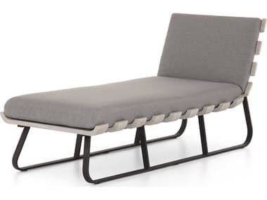 Four Hands Outdoor Solano Bronze / Charcoal Weathered Grey Aluminum Teak Cushion Chaise Lounge FHOJSOL044A