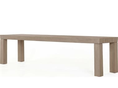Four Hands Outdoor Grass Roots Washed Brown Teak Bench FHOJSOL054A