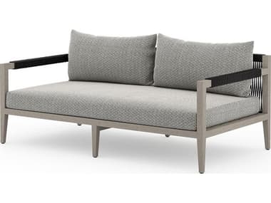 Four Hands Outdoor Solano Sherwood Weathered Grey Teak Cushion 63" Sofa in Faye Ash FHOJSOL10101K970