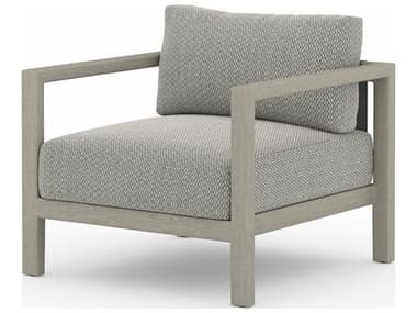 Four Hands Outdoor Solano Sonoma Weathered Grey Teak Cushion Lounge Chair in Faye Ash FHOJSOL10301K970