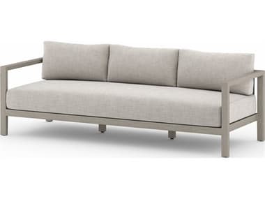 Four Hands Outdoor Solano Sonoma Weathered Grey Teak Cushion 88" Sofa in Stone Grey FHOJSOL10501K561