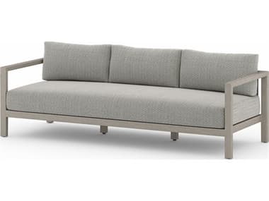 Four Hands Outdoor Solano Sonoma Weathered Grey Teak Cushion 88" Sofa in Faye Ash FHOJSOL10501K970