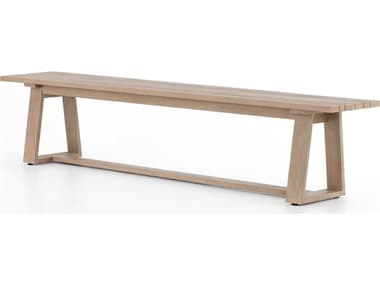 Four Hands Outdoor Solano Washed Brown Teak Bench FHOJSOL133
