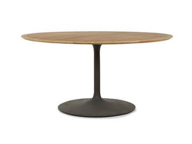 Four Hands Outdoor Solano Bronze / Natural Teak 54'' Aluminum Round Dining Table FHOJSOL157