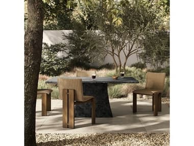 Four Hands Outdoor Marlow Aluminum Teak Dining Set FHOMARLOWDININGSET4