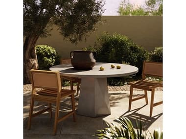 Four Hands Outdoor Thayer Concrete Teak Dining Set FHOTHAYERDININGSET3