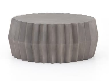 Four Hands Outdoor Everett Dark Grey 37'' Wide Concrete Round Coffee Table FHOVEVR062