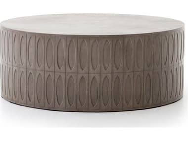 Four Hands Outdoor Thayer Grey Concrete Round Coffee Table FHOVTHY005
