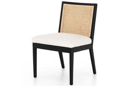 Four Hands Belfast Antonia Solid Wood Ebony Fabric Upholstered Side Dining Chair FS100054005