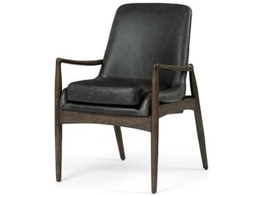 Four Hands Ashford Braden Durango Smoke Leather Oak Wood Dining Armchair FS100075005