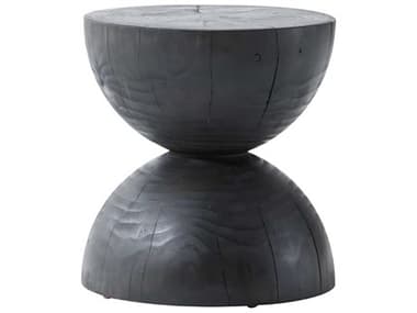 Four Hands Bishop Aliza 15" Round Wood Black Pine End Table FS100093002