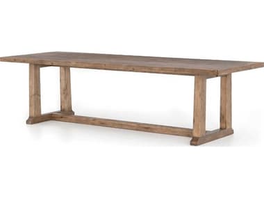 Four Hands Collins Otto 110" Rectangular Wood Honey Pine Waxed Bleached Dining Table FS100393003