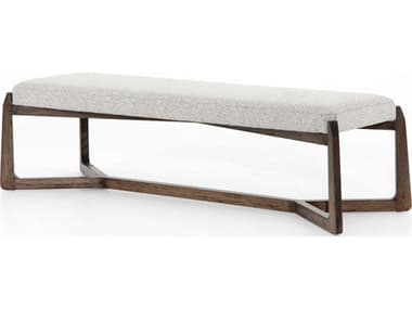 Four Hands Westgate 63" Brunswick Pebble Vintage Sienna Gray Fabric Upholstered Accent Bench FS101046002