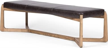 Four Hands Westgate Roscoe Sonoma Black Leather Bench FS101046008