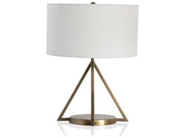 Four Hands Asher Antique Brass White Silk Table Lamp FS101138003