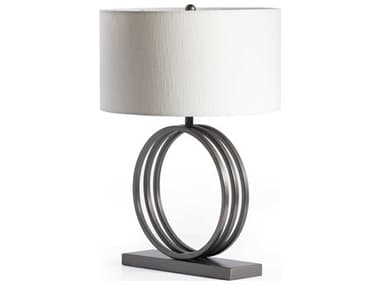 Four Hands Asher Dark Pewter Stainless Steel White Silk Table Lamp FS101145003
