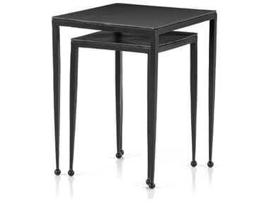 Four Hands Marlow Dalston Nesting Square Metal Iron Matte Black Raw End Tables FS101650003