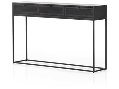 Four Hands Rockwell Hendrick 50" Rectangular Metal Black Perforated Console Table FS102108002