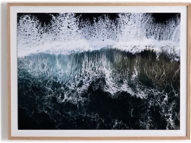 Four Hands Art Studio Wave Break 1 by Michael Schauer Vertical Grain White Oak  Canvas Wall Art FS103087002