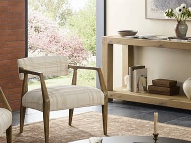 Four Hands Abbott Tyler Oak Wood Beige Upholstered Arm Dining Chair FS105581020