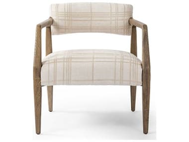 Four Hands Abbott Tyler Oak Wood Beige Upholstered Arm Dining Chair FS105581020