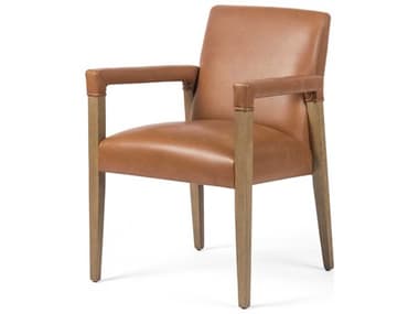 Four Hands Abbott Reuben Solid Wood Brown Arm Dining Chair FS105591006