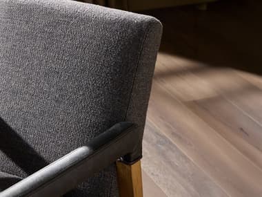 Four Hands Abbott Reuben Oak Wood Gray Upholstered Arm Dining Chair FS105591015