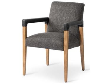 Four Hands Abbott Reuben Oak Wood Gray Upholstered Arm Dining Chair FS105591015