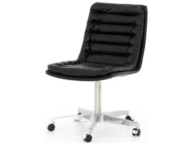 Four Hands Carnegie Black Leather Swivel Computer Office Chair FS105699011