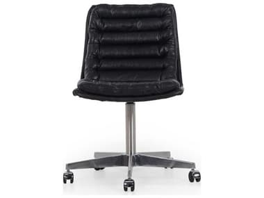 Four Hands Carnegie Black Leather Swivel Computer Office Chair FS105699011