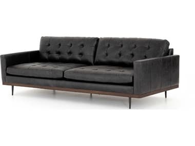 Four Hands Norwood Lexi 89" Sonoma Black Leather Upholstered Sofa FS105738013
