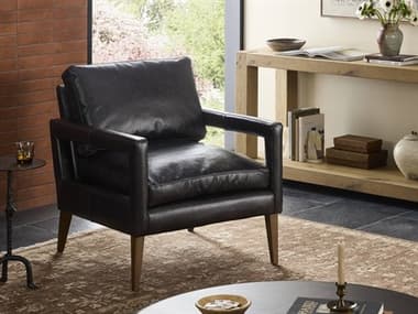 Four Hands Grayson Olson Sonoma Black Leather Accent Chair FS105771004