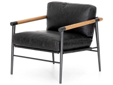 Four Hands Grayson Rowen 27" Black Leather Accent Chair FS105778006