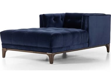 Four Hands Kensington Dylan 38" Sapphire Navy Sienna Brown Blue Fabric Upholstered Chaise Lounge FS105997010